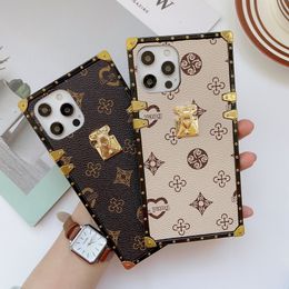 Luxury Classic Square Phone Cases Pu Leather high quality Protective Back Cover for iphone 13 12 Pro MINI 11 XR XS Max 7 8 plus