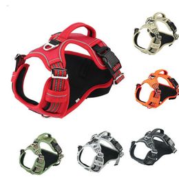 Reflective Dog Harness Adjustable Safety Vehicular Lead Straps Breathable Dog Harnesses Walking Training perros accesorios 210712