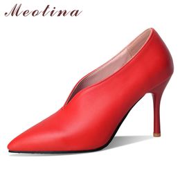 Meotina Ankle Boots Women Shoes Pointed Toe Stiletto Heels Ladies Short Boots Autumn Super High Heel Female Footwear Black 45 210520