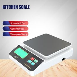 3kg/0.1g 5kg/1g Waterproof Rechargeable Coffee Drip Scale Digital LED Display Kitchen Tools 210728