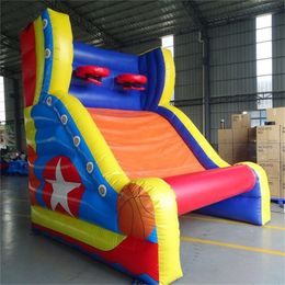3x2.5x3.5m Outdoor games Printing Commercial shooting sport inflatable basketball games target balloon with 2 hoops and blower inflating continuously