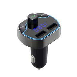 Bluetooth FM Transmitter Kit for Car Wireless FM-Radio Adapter with Dual USB Charging Ports Hands-Free Calling U Disk/TF Card Support MP3 Music Player
