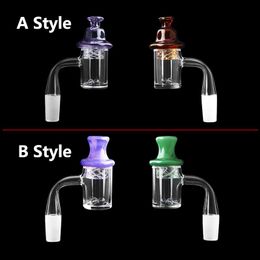 Bevelled Edge 25OD Smoking Quartz Banger With Glass Carb Caps & 2pcs Terp Bead Balls 10mm 14mm 18mm Male Female For Water Bongs