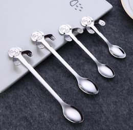 304 Stainless Steel Cartoon Dog Spoons Creative Ice Cream Dessert Cute Dogs Coffee Tea Scoop Mug Hanging Spoon SN2722