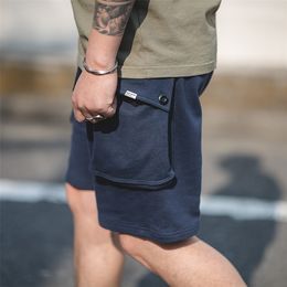 Maden Navy P44 Cargo Joggers Shorts Men Loose Work Cotton Bigger Pocket Tactical Short Pants Casual Overalls Man Clothing 210716