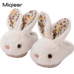 est Kids Home Slippers For Girls Winter Boys Child Warm Cotton Shoes Lovely Cartoon Rabbit Shape Indoor Baby Toddler Slippers 211119