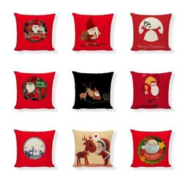 Christmas Pillow Case linen red series Santa Claus pillow cover sofa decorative Cushion Cover 60pcs T2I52463