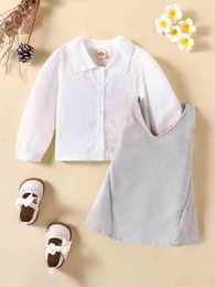 Baby Button Front Blouse & Overall Dress SHE