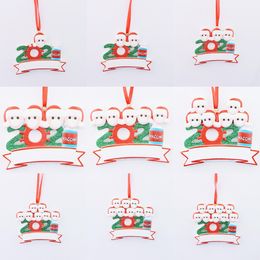 2021 Christmas Ornament Quarantine Resin DIY Name Blessing Mask Personalized Snowman Christmas Tree Hanging Pendant 1-9 Heads