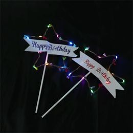 Other Festive & Party Supplies Sweet Style LED Happy Birthday Star Cake Toppers Flags For Baby Shower Wedding Decorations