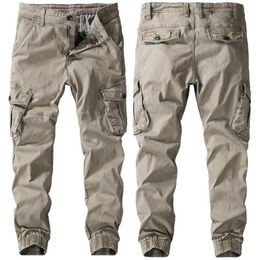 Men Spring Autumn Pants Pure Cotton Work Trousers Mens Cargo Pants Fashion Clothing Military Trousers Multi-Pockets Army Pants 211201