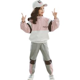 Teen Girls Sport Clothing Letter Costume For Jacket + Pants Clothes Set Teenage Kids 210527