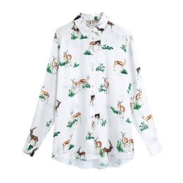 BLSQR Fashion Asymmetric Animal Print Loose Blouses Women Vintage Long Sleeve Button-up Female Shirts White Blusas Chic Tops 210430