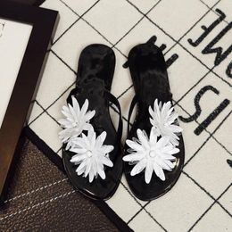 Slippers SWYIVY PVC Women Flower Slides Bohemia Flat Flip Flops Female Casual Beach Shoes Woman Outside Summer