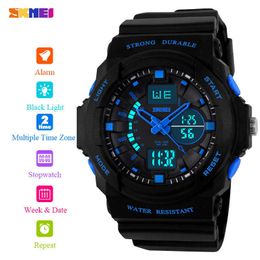 SKMEI Military 2 time Stopwatch Sports Watches Mens Clock Waterproof Luminous Display Digital Wristwatch Relogio Masculino 0955 G1022