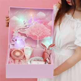 ins pink Cherry blossoms 3D gift box packaging Birthday Party Lipstick cosmetics packaging flower box for friend Valentine's Day 210326