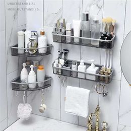 Bathroom Shelves Shower Storage Rack Holder Wall Mounted Organizer Kitchen For Washroom Toilet 211102