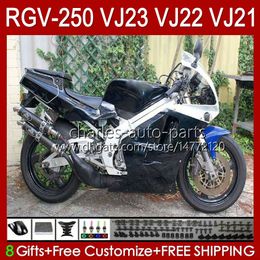 OEM Bodywork For SUZUKI RGVT RGV 250 CC RGV250 SAPC glossy black VJ23 Cowling RGV-250CC Body 107HC.84 RGVT-250 VJ 23 RGV-250 Panel 97 98 RVG250 250CC 1997 1998 Fairing Kit