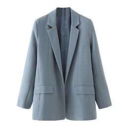 elegant women v-neck blazer office ladies full sleeve jackets female grey cardigan suits girls chic sets 210430