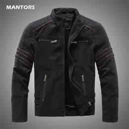 Men Winter Brand Leather Jacket Casual Motorcycle Winter Inner Fleece PU Coat Faux Leather Jackets Mens Clothing Streetwear 211008