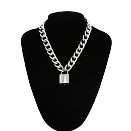 Pendant Necklaces Vintage Chunky Thick Link Chain Necklace For Women Gold Colour Padlock Couple Pendants On Neck Fashion Jewellery Gi239F