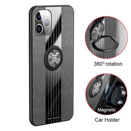 Cell Phone Cases For iPhone 13 Pro Max Phone Case Cover 11 12Pro Mini XS/XR Cloth Pattern With Ring 360 Angle Rotation Anti-Fingerprint Dustproof Car Magnetic Holder