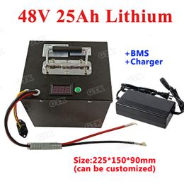 GTK 48V 25Ah lithium li ion battery pack built-in BMS rechargeable for 1500w bike bicycle e scooter Rickshaw EV+3A charger
