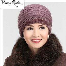 Women's Winter Hats rabbit knitting wool skullies female warn hat cap wholesale Fur Beanies Adults Casual Female Skullies 211119