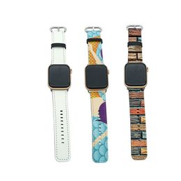 Sublimation Smart Watch Bands Home PU Leather Straps for Series 1/2/3/4/5 38 40 42 44 mm Replacement Bands Wrist Bracelet for Men Women Wholesale