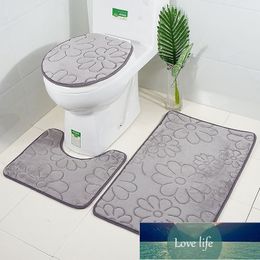 3D Embossed Toilet Carpet 3pcs/set Anti-slip Bathroom Mat Floor Rugs Water Absorption Doormat Soft Foot Pad WC Carpets Bath Mats Factory price expert design Quality