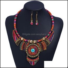 Tennis, Graduated Necklaces & Pendants Jewelryfashion Ethnic Necklace Resin Ceramic Earrings Two-Piece Jewelry Set Drop Delivery 2021 Wkd2G