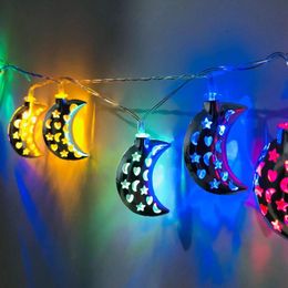 Party Decoration 1.65M/10leds Muslim Islamic EID LED Fairy String Light Wooden Mubarak Ramadan Moon Decor