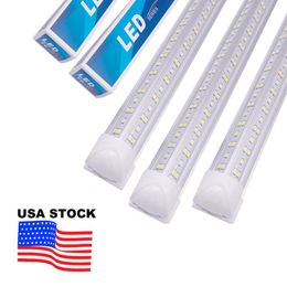 4FT LED T8 Tubes Light Integrate Tube 2FT 5FT 6FT 8FT Lights V-Shaped White 6000K 144W Double Row Cooler Door Freezer Lamp Fixture USALIGHT