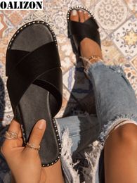 Women Flip Flops Leopard Print Summer Slippers Shoes Casual Flats Cross Open Toe Female Lady Slides Sandals