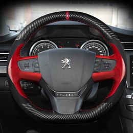 DIY custom hand-sewn leather steering wheel cover For Peugeot 308/307/508/207/206/408/3008 new energy car wheel cover