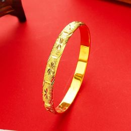 wide gold bracelets for women UK - Yellow Gold Plated Bracelet for Women Vintage Double Happiness Dragon Phoenix Wide Gold Bracelet Bangle Bride Wedding Jewelry