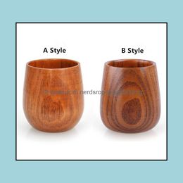 Mugs 150Ml/5Oz Environmental Protection Reable Log Material Wooden Mugs Roses Chinese Green Tea Coffe