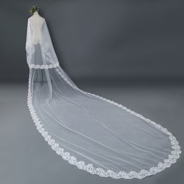 5m Wedding Veil Long Bridal Veils 5m*3m Accessories Soft Tulle with Floral Applique