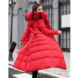 Women Winter Jacket Fashion X-Long New Arrival Warm-keeping Cotton Padded Warm Thicken Elegant Ladies Long Female Parka Coat 210422