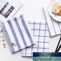 New High-Quality Brief Pastroal Table Napkins Tea Towels Blue Striped Cotton Plaid Mats Placemats Kitchen Background New Kitchen Factory price expert design