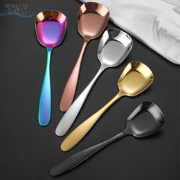 Spoons T&Y 1pc Fashion Korean Style Thick Heavy Duty 304 Stainless Steel Soup Dinner Tablespoons Flat Square Rice