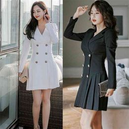 winter OL Sexy Mini Dress ladies Korea Long Sleeve V neck Office Dresses for women clothing 210602