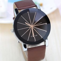 Wristwatches Couple Watch Leather Belt Minimalist Fashion Radial Ray Gift Trending Lover Gifts For Men Women Unique