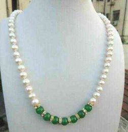 Fancy 21" White Green Jade+south Sea Aaa Pearl Necklace Clasp