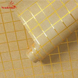 Wallpapers Golden Silver Glitter Plaid Wallpaper Self-adhesive Waterproof Decorative Sticker Room Bathroom Cabinet Renovation Contact Paper