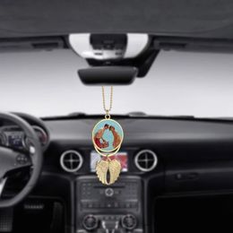 Sublimation Blanks Car Pendant party Angel Wing Rearview Mirror Decoration Hanging Charm Ornaments Automobiles Interior Cars Accessories WLL963