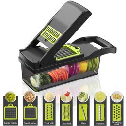 Vegetable Chopper Cutter Multifunction Fruit Potato Carrot Peeler Grater Dicer Kitchen Accessories Vegetable Slicer with Basket 210318