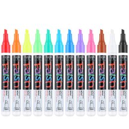 Highlighters Chalk Marker Pen Erase Markers 5 Mm Reversible Chisel Tip Fluorescent For LED Glass Blackboard WhiteBoard