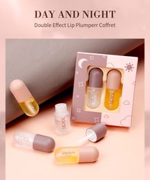 2021 DEROL 5.5mlx2 Day Night Volumising Lips Plumper Lip Fine Lines Mask Long Lasting Moisturizer Care Oil Sexy Plump Serum