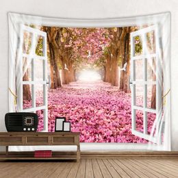 Boreal Europe style of the same artistic tapestry digital print garden scenery outside the window of household adornment wall pa 210609